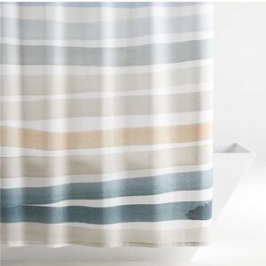 Crate and Barrell Kasura Stripe Watercolor Shower Curtain. 72"Wx72"D